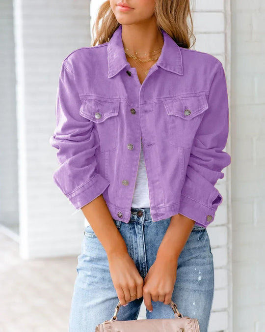 R&B | Kurze Taschenjacke Mode Streetwear Einfache Knopf Trend Frauen Denim Jacken Lange Ärmel Herbst Neu Denim Denim Jacken