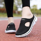 R&B Damen Slip-On-Pantoletten aus Mesh mit seitlichen Ausschnitten