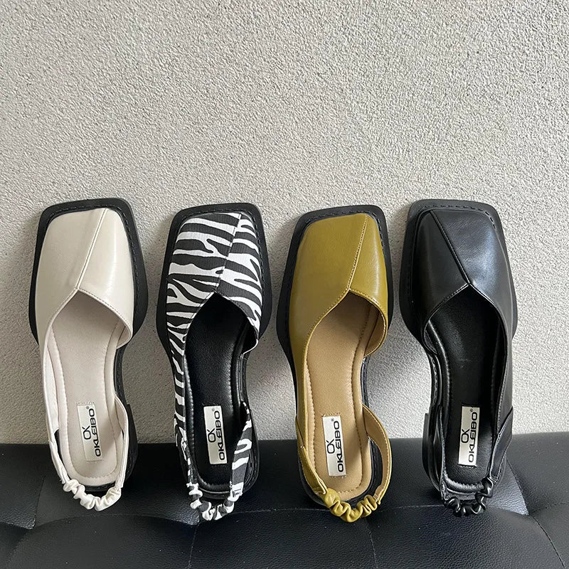 R&B | Slingback Sandalen mit Quadratischer Zehenpartie