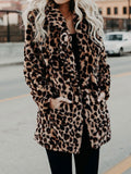 R&B | Leopardenmuster Faux Felljacke - beige Winterjacke für stilvolle Anlässe