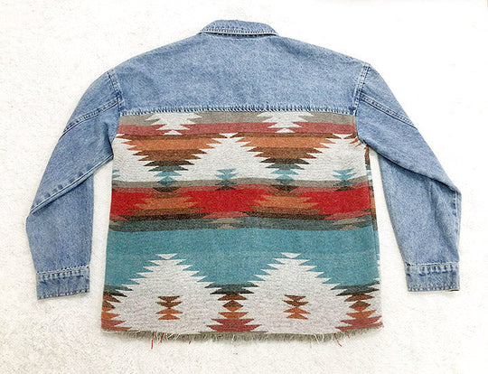 R&B | Aztec Revers Tasche Denim Patchwork Jacke