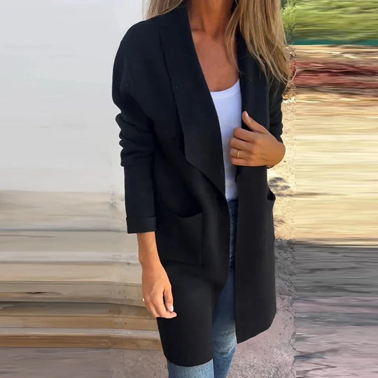 R&B | Einfarbiger Mid Length Cardigan Mantel