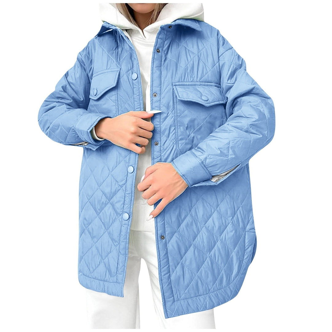 R&B | Lange Steppjacke mit Druckknopfverschluss für Frauen Ideal für Den Winter