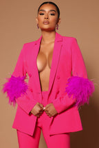 R&B | Blazer mit Federn und Hose Set für Frauen