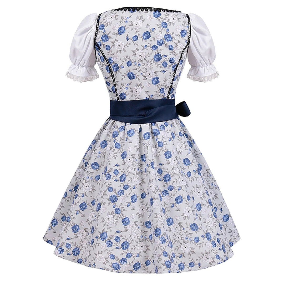 R&B | Kurzärmelig Spitze Oktoberfest Kleid mit Schürze