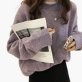 R&B | Oversize Strickpullover Retro-Look Freizeit Herbst Winter