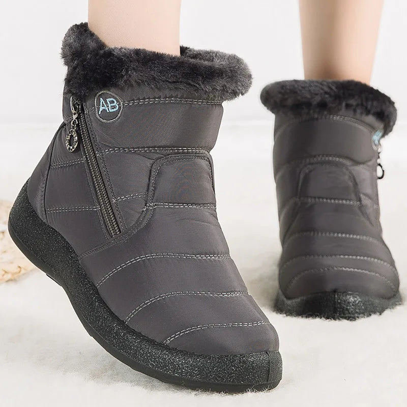 R&B | Schneestiefel – Knöchelhöhe – Wasserabweisend – Plüschfell-Futter – Seitlicher Reißverschluss