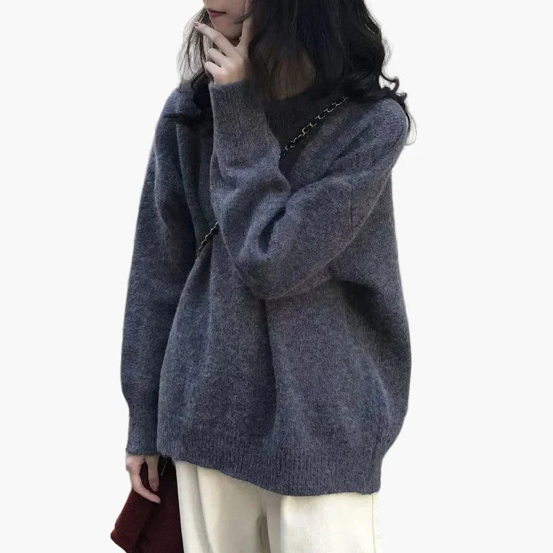 R&B | Oversize Strickpullover Retro-Look Freizeit Herbst Winter