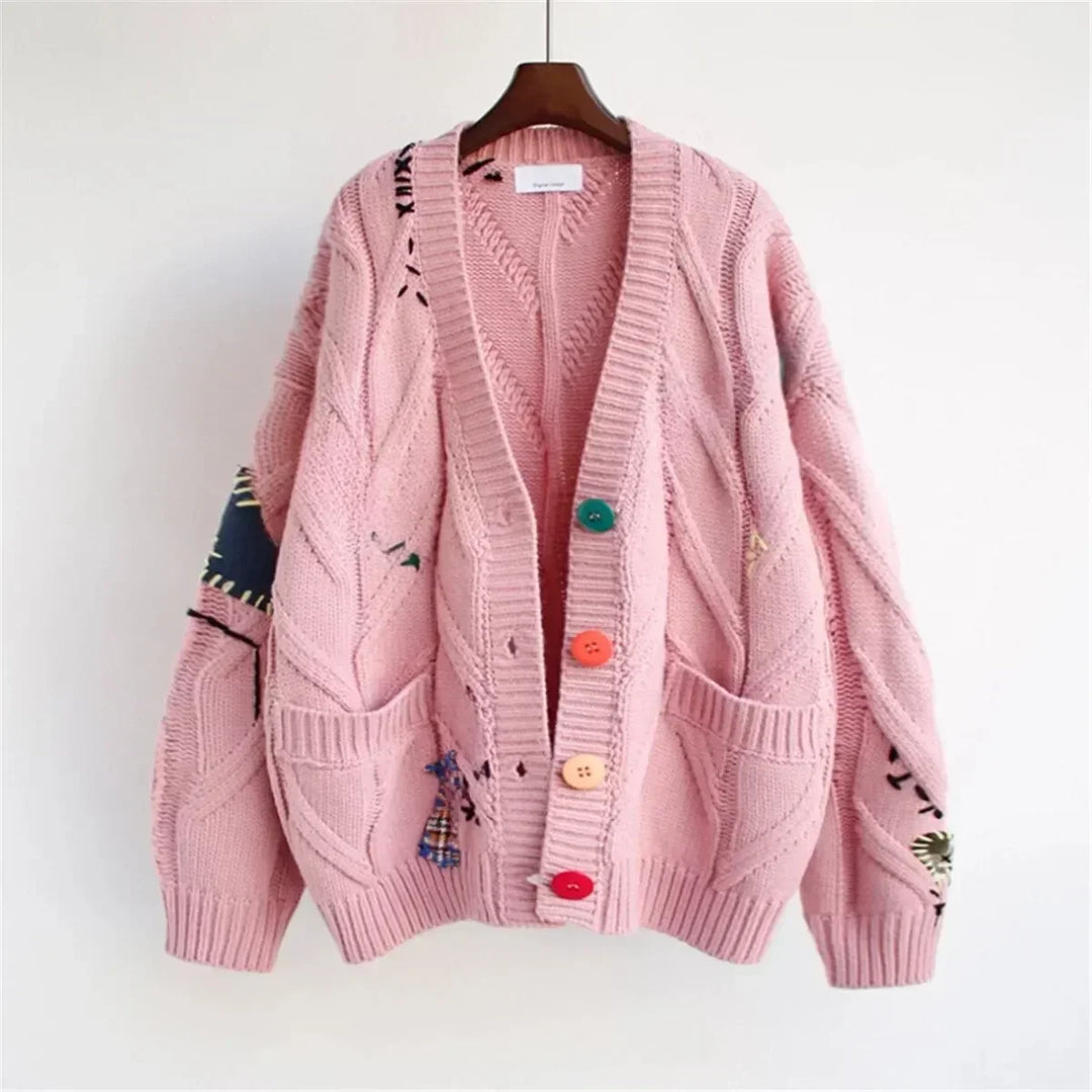 R&B | Patchwork Bestickte Strickjacke
