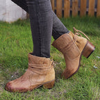 R&B | Vintage Schnür-Stiefeletten mit Runden Zehen