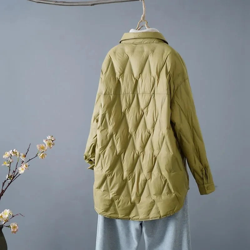 R&B | Gestepptes Shirt-Jacke - Lockere Passform - Knopfverschluss - Leichtes Layering-Stück