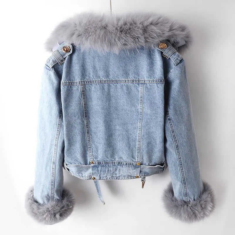 R&B | Denim und Kunstfell Eleganz Jacke
