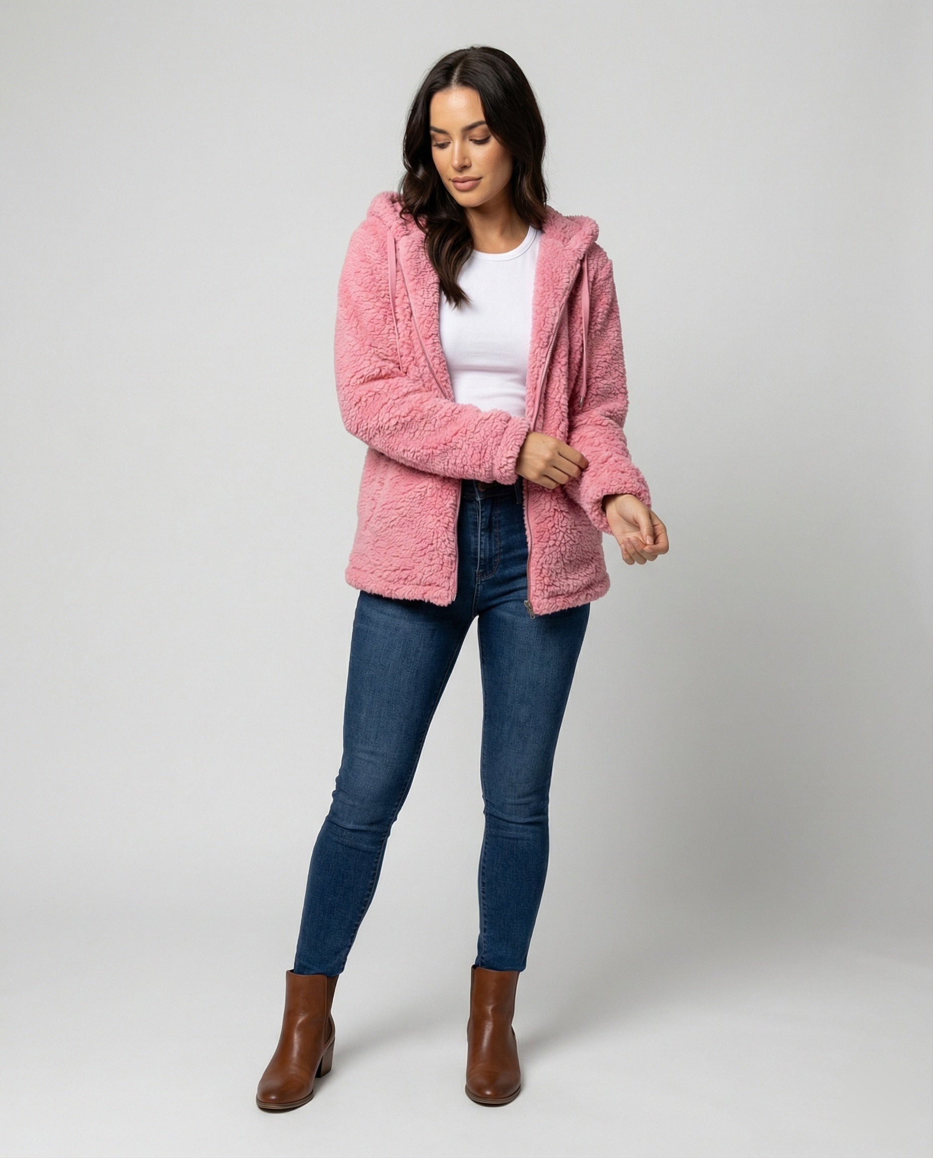 R&B | Teddy Fleecejacke Damen Lang