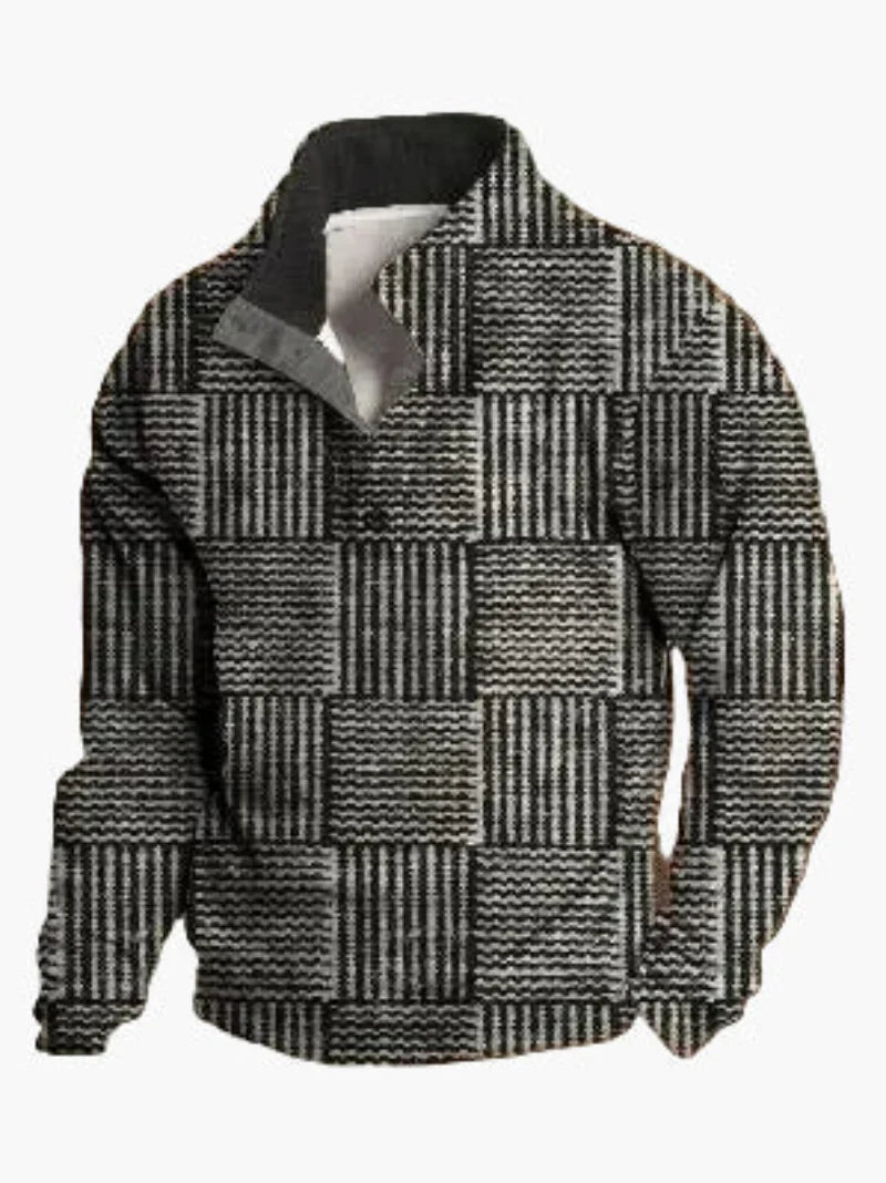 R&B | Retro Cowboy Sweatshirt mit Digitaldruck und Stehkragen - Western Casual Pullover für Outdoor und Freizeit
