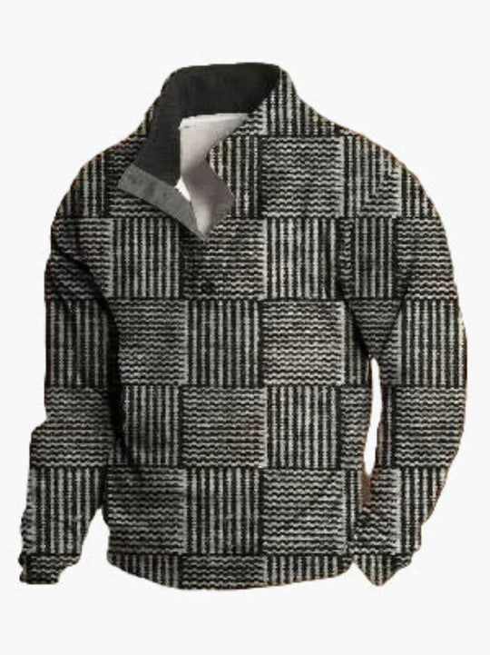 R&B | Retro Cowboy Sweatshirt mit Digitaldruck und Stehkragen - Western Casual Pullover für Outdoor und Freizeit