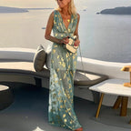 Fließendes Kleid mit V-Ausschnitt und Paillettenverzierung