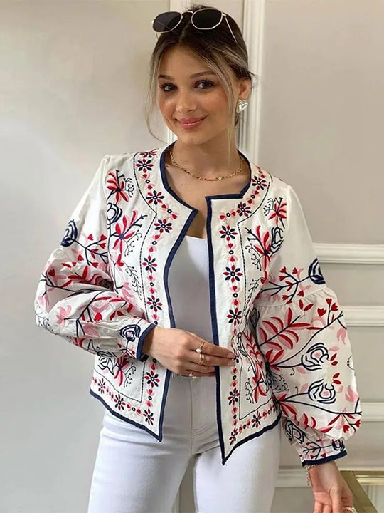 R&B | Floral Print Ethnischer Stil Eleganter Cardigan
