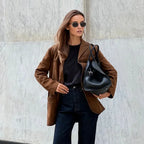 R&B | Braune Wild jacke Mit Revers Chic Und Warm