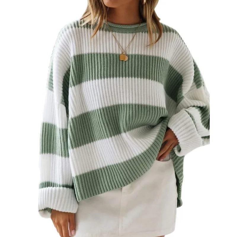 R&B | Langarm Gestreifter Rollkragenpullover
