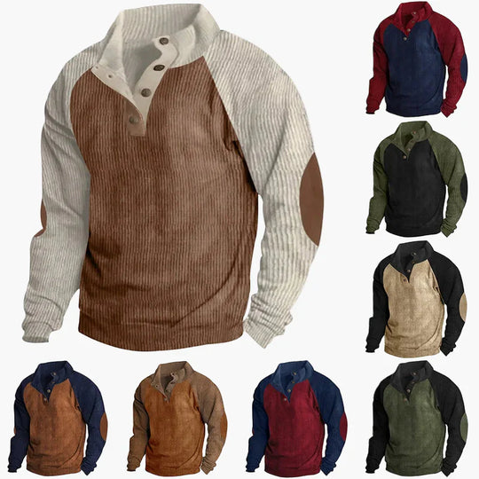 R&B | Freizeitpullover mit Vintage-Raglanstil und Knopfleiste - Ideal für Alltag und Outdoor