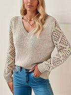 R&B | Solid V-Ausschnitt Strickpullover