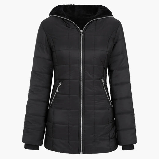 R&B | Winter Steppjacke mit Kapuze und Asymmetrischem Reißverschluss - Modische Outdoorjacke für Kalte Tage