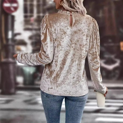 R&B | Samtbluse mit Puffärmeln Einzigartiges Design Weich und Elegant