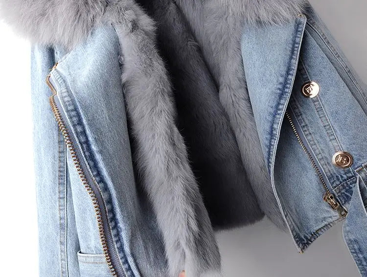 R&B | Denim und Kunstfell Eleganz Jacke