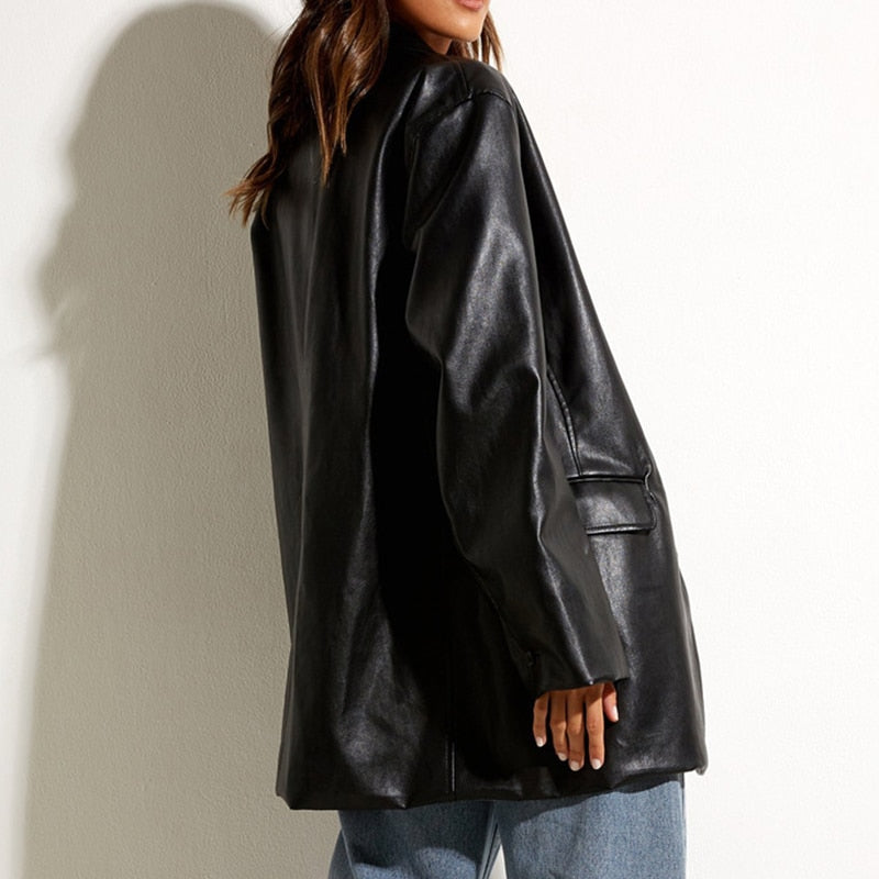 R&B | Vintage Blazer mit Lederlook für Damen