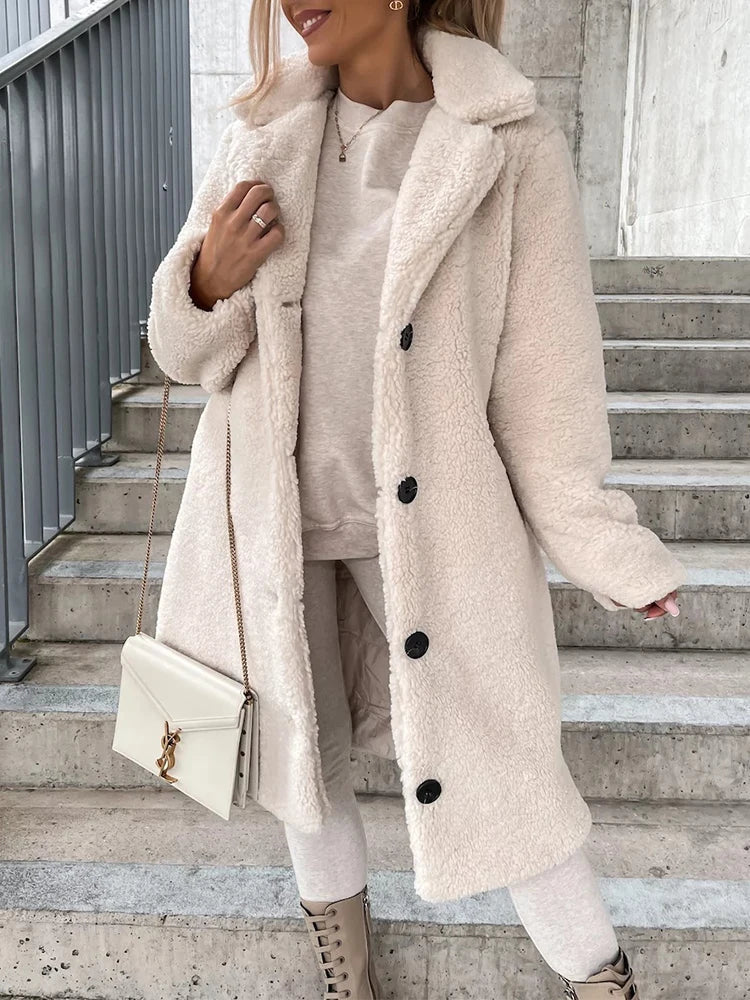 R&B | Fleece lange Winterjack für Damen - weiche und warme Jacke
