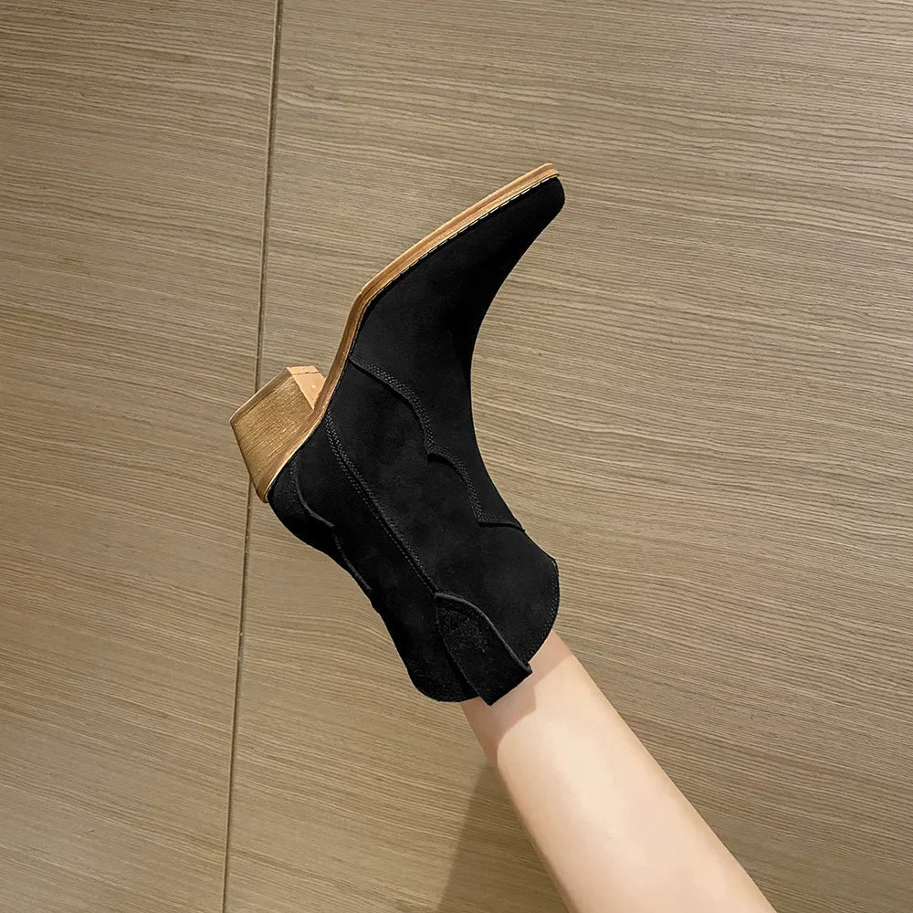 R&B | Rindsleder Damen Wildleder Damen Stiefel mit Absatz