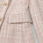 R&B | Klassischer Doppelreiher Pink Tweed Blazer