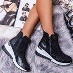 R&B | Keil-Boots Schnee Reißverschluss Warm Plüsch Winter Knöchelstiefel