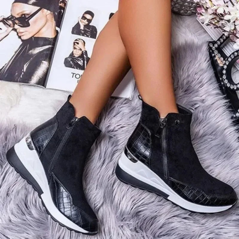 R&B | Keil-Boots Schnee Reißverschluss Warm Plüsch Winter Knöchelstiefel