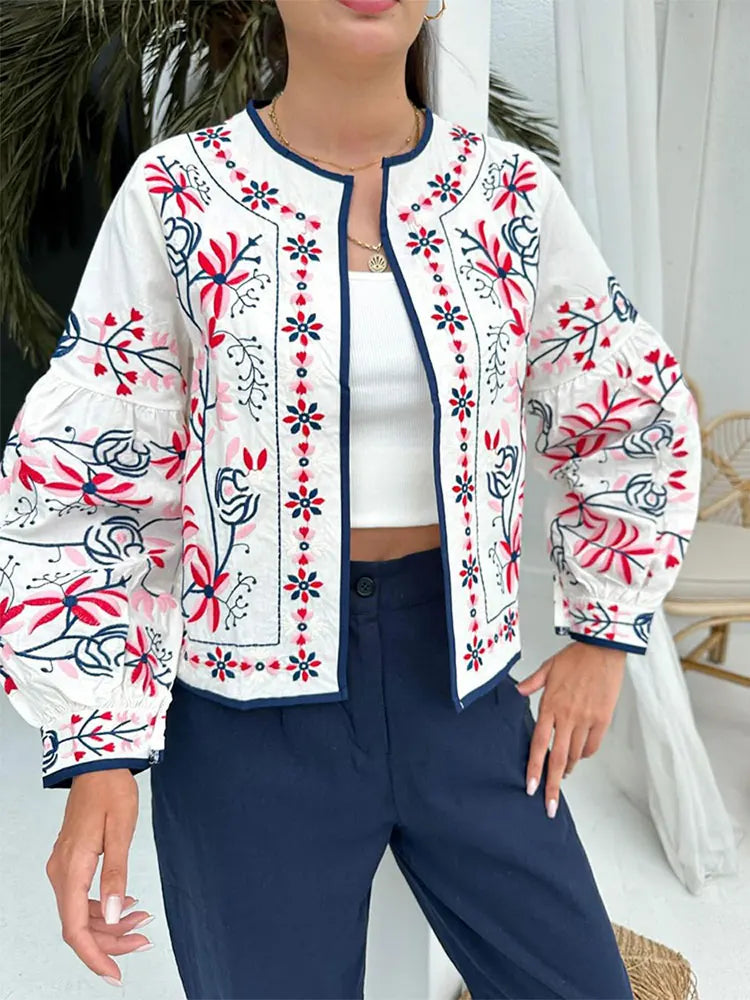 R&B | Floral Print Ethnischer Stil Eleganter Cardigan