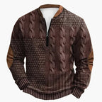 R&B | Strickpullover mit Zopfmuster und Viertelreißverschluss - Modischer Freizeitpullover für Herbst und Winter