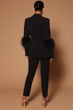 R&B | Blazer mit Federn und Hose Set für Frauen