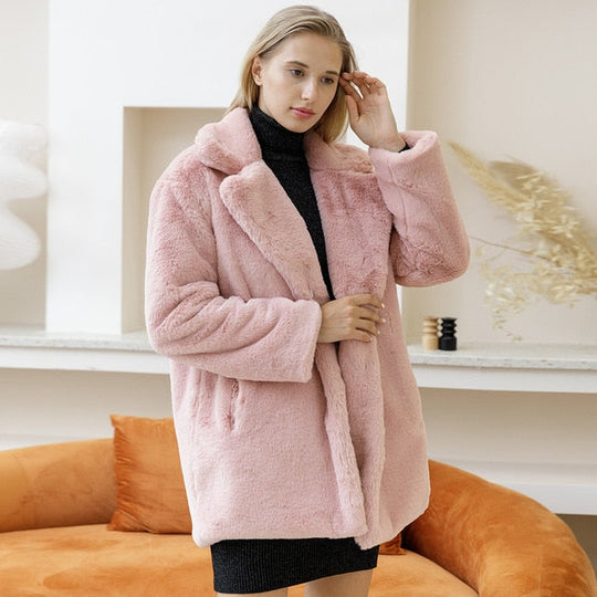 R&B | Damen Eleganter Kunstpelzmantel