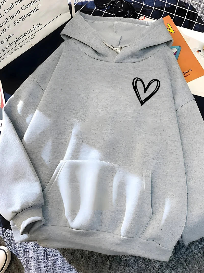 R&B | Hoodie mit Herzprint Polyester Komfortabel und Trendy