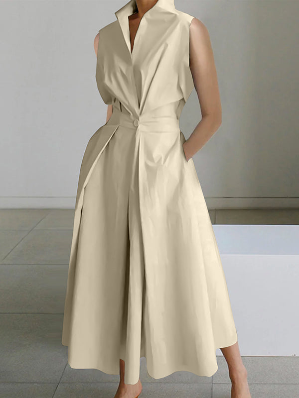 R&B | Weißes Hemdkragen Urban Baumwollkleid