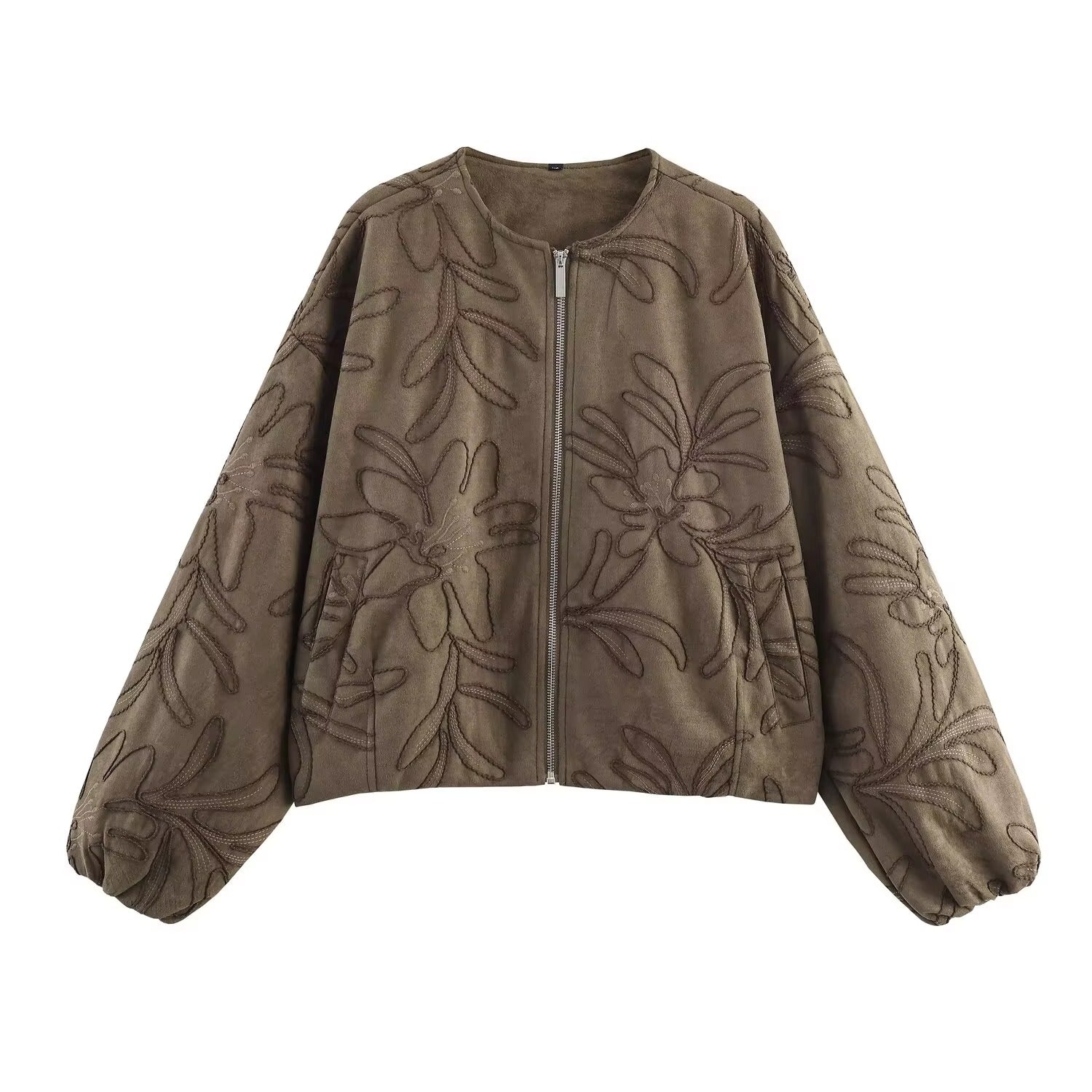 R&B | Bomberjacke mit Wildlederstruktur und Stickerei