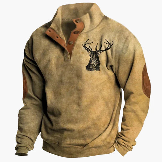 R&B | Vintage Western Sweatshirt mit Ethno-Muster und Stehkragen - Freizeitpullover