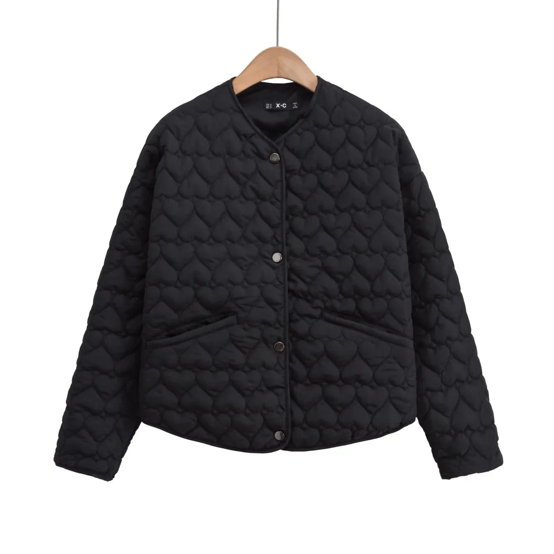 R&B | Steppjacke mit Herzen – Leichter Puffer mit Druckknöpfen