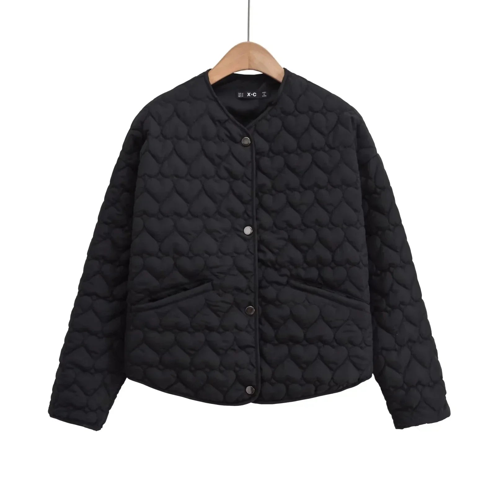 R&B | Steppjacke mit Herzen – Leichter Puffer mit Druckknöpfen