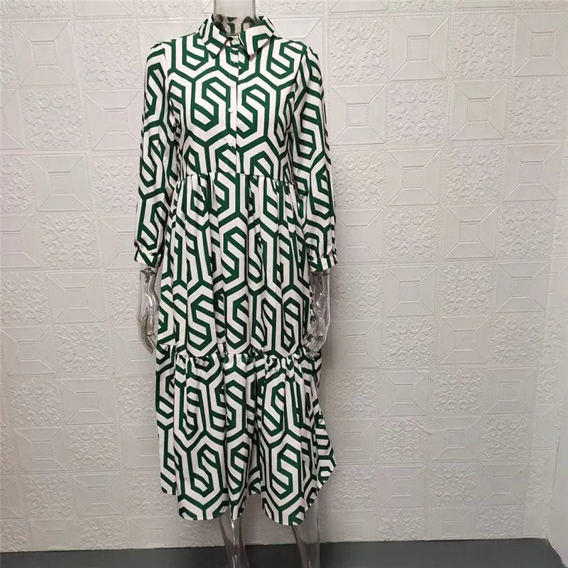 R&B | Langärmliges Kleid Mit Geometrischem Muster