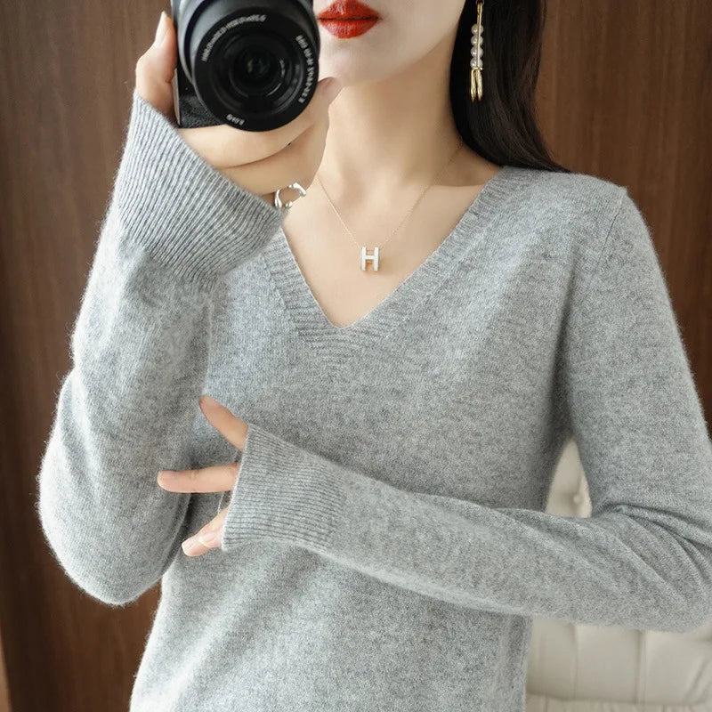 R&B | Pullover - Bequemer V-Ausschnitt Pullover