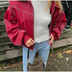 R&B | Vintage-Lederblouson in Übergröße für Damen