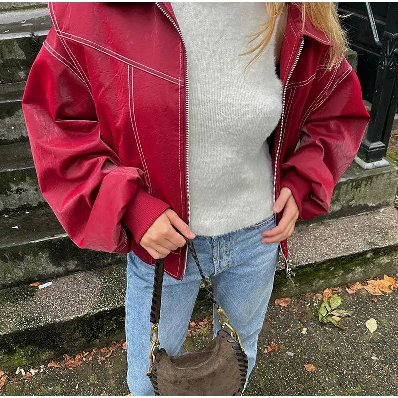 R&B | Vintage-Lederblouson in Übergröße für Damen