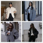 R&B | Bomberjacke - Oversized Fit - Weiches Fleece - Druckknopfverschluss - Taschen