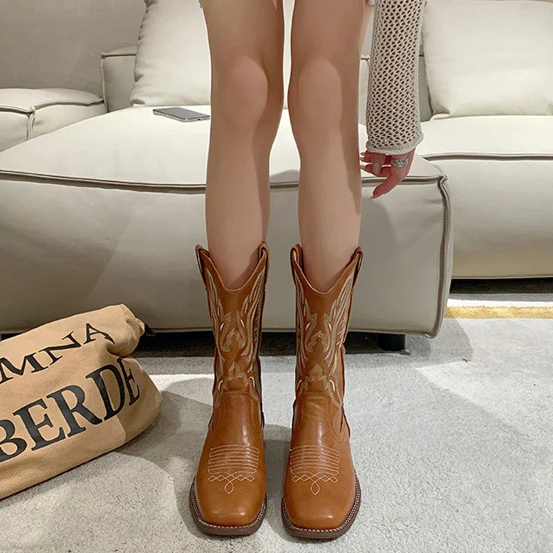 R&B | Bestickte Cowboystiefel Aus Leder für Damen